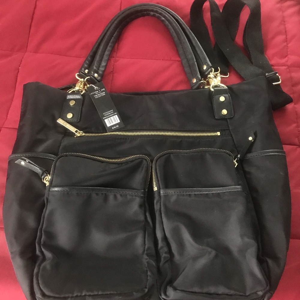 Olivia &Joy black nylon travel tote